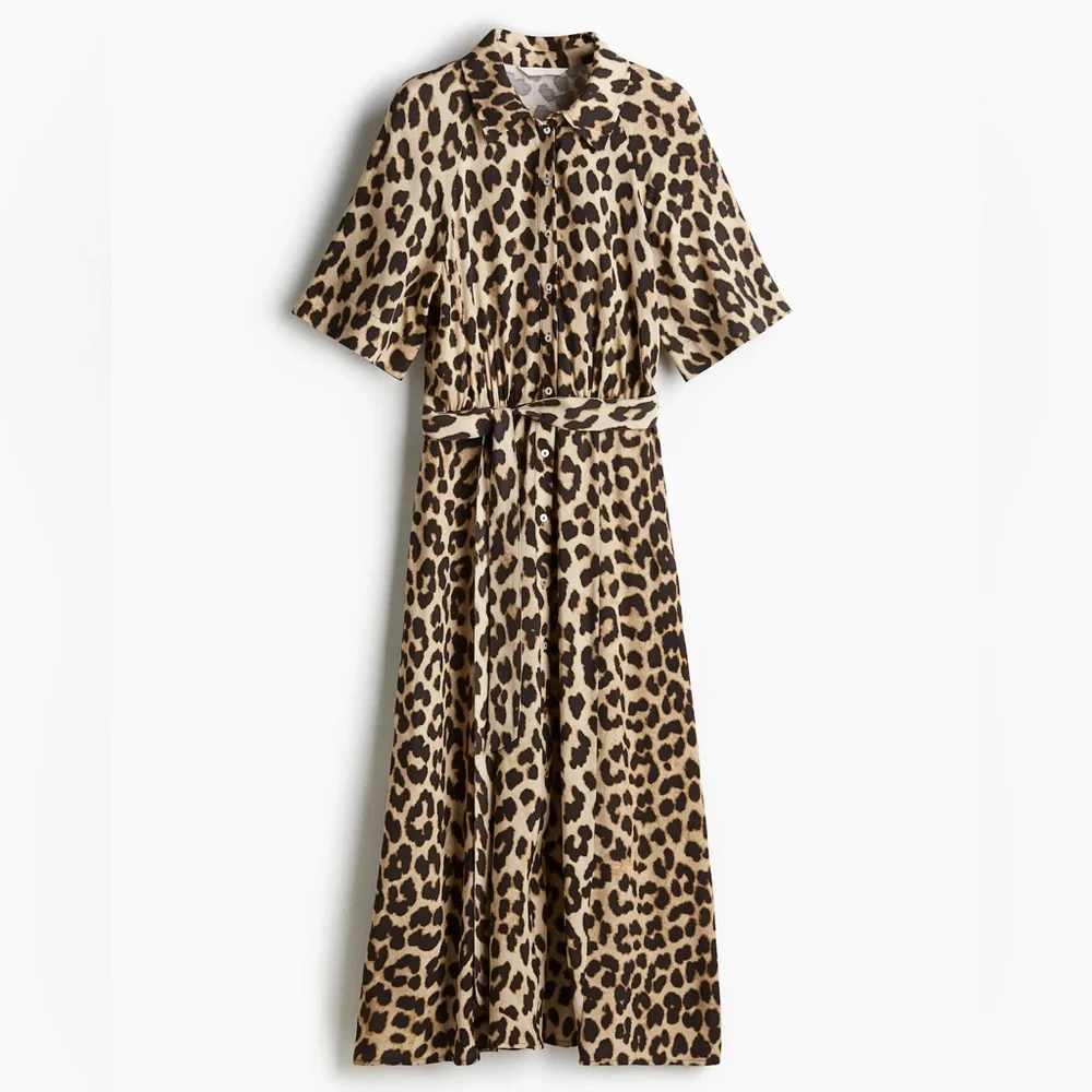 H&M medium leopard 🐆 midi button down collar dress - Picture 5 of 12